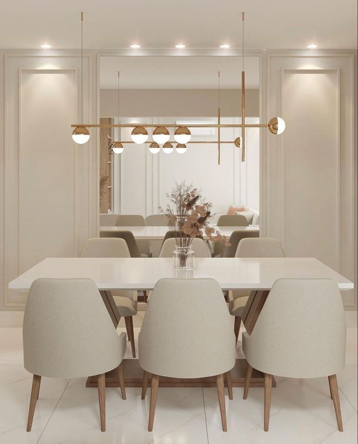 Contemporary Dining Space featuring Solid Teak 6-Seater Table & Bronze Mirror #12